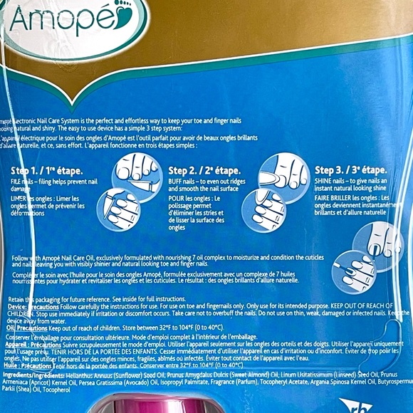 Amope Electric Nail Care System w/ 3 File Options and Nail Oil ~ New - Picture 4 of 5